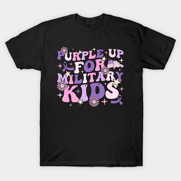 Purple Up For Military Kids Cute Groovy Military Child Month T-Shirt by Send Things Love